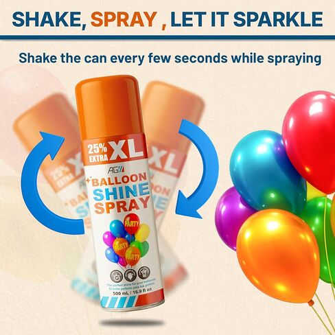 Balloon Shine Spray (16.9 fl oz), High Gloss Finish for Latex Balloons, Instant & Long-Lasting Shine for Party, Weddings & Events, Indoor & Outdoor Use, para Globos, Odorless, No Towels/Gloves Needed 1 Pack in Kuwait