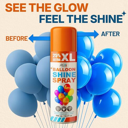 Balloon Shine Spray (16.9 fl oz), High Gloss Finish for Latex Balloons, Instant & Long-Lasting Shine for Party, Weddings & Events, Indoor & Outdoor Use, para Globos, Odorless, No Towels/Gloves Needed 1 Pack in Kuwait