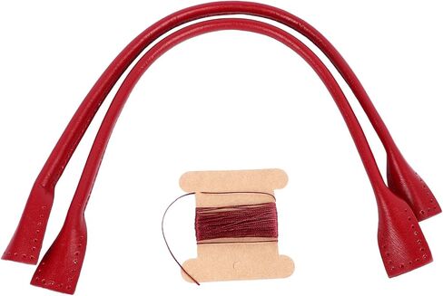 زوج واحد من مقابض الحقائب الجلدية المصنوعة يدويًا، مادة جلد البقر لحقيبة اليد والحقيبة واستبدال حقيبة الكتف، متينة وأنيقة، سهلة التركيب بتصميم على شكل الأذن (BD003 أحمر) in Kuwait