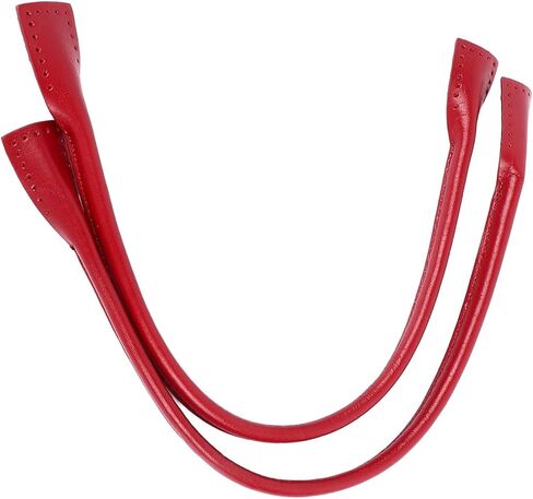 زوج واحد من مقابض الحقائب الجلدية المصنوعة يدويًا، مادة جلد البقر لحقيبة اليد والحقيبة واستبدال حقيبة الكتف، متينة وأنيقة، سهلة التركيب بتصميم على شكل الأذن (BD003 أحمر) in Kuwait