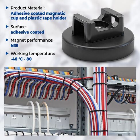 20Pcs Magnetic Cable Zip Tie Base, Multipurpose Cable Ties Mount Wire Clips Management Base,Heavy Duty Wire Cable Holder Supplies for Electrical Cable Wire Organization(Vertical Tension 3.5kg) in Saudi Arabia