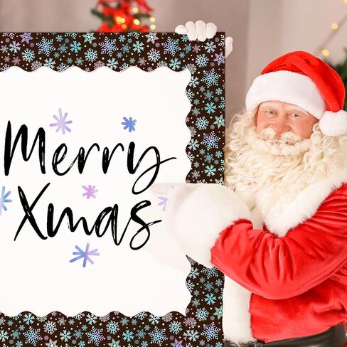 65.6 Ft Christmas Bulletin Board Border Xmas Black Iridescent Holographic Snowflake Die Cut Border Trim Roll for Winter Holiday School Classroom Office Chalkboard Decoration in Saudi Arabia
