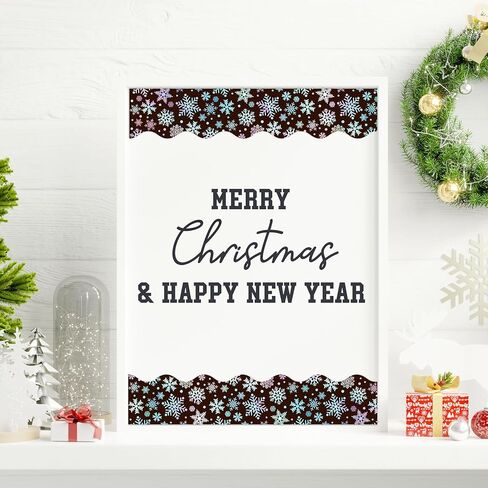 65.6 Ft Christmas Bulletin Board Border Xmas Black Iridescent Holographic Snowflake Die Cut Border Trim Roll for Winter Holiday School Classroom Office Chalkboard Decoration in Saudi Arabia