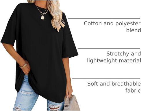 LOMON Oversized T Shirts for Women Short Sleeve Crewneck Summer Tops Loose Casual Mama Shirts Basic Tee in Saudi Arabia