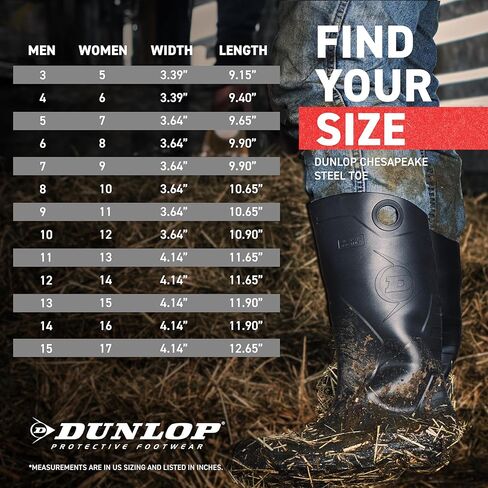 DUNLOP 8677608 Chesapeake Boots with Safety Steel Toe, 100% Waterproof PVC, Lightweight and Durable Protective Footwear, Size 8 in Kuwait