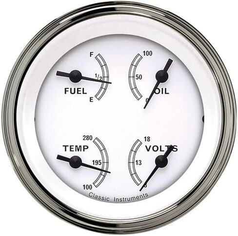 Classic Instruments CW77SLC Classic White 3 3/8"" Quad Gauge 0-30 Ohm in Saudi Arabia