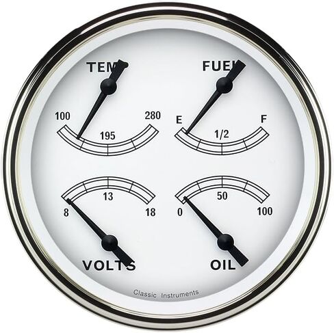Classic Instruments CW75SLF Classic White 4 5/8"" Quad Gauge Fuel Sending Unit 240-33 Ohm in Saudi Arabia
