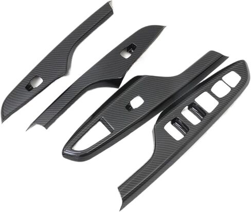 Compatible With Hyundai Kona Encino Kauai 2017-2020 Car Inner Door Window Lift Switch Button Panel Cover Trim Interior Accessories(Carbon Fiber Style) in Kuwait
