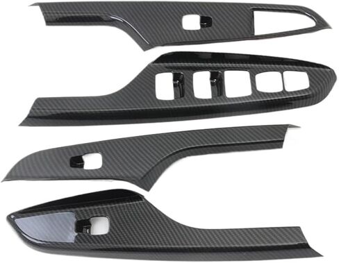 Compatible With Hyundai Kona Encino Kauai 2017-2020 Car Inner Door Window Lift Switch Button Panel Cover Trim Interior Accessories(Carbon Fiber Style) in Kuwait
