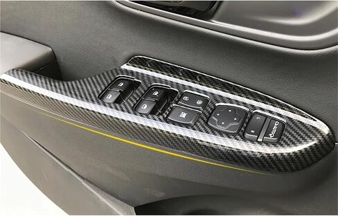 Compatible With Hyundai Kona Encino Kauai 2017-2020 Car Inner Door Window Lift Switch Button Panel Cover Trim Interior Accessories(Carbon Fiber Style) in Kuwait