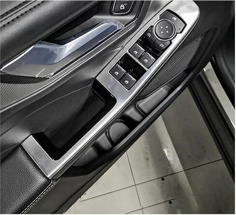 Car Inside Door Window Lift Switch Button Panel Cover Trim Interior Accessories Compatible With Ford Kuga Escape 2020-2022 2023 2024(Stainless Carbon) in Saudi Arabia