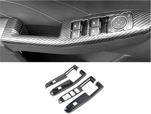 Car Inside Door Window Lift Switch Button Panel Cover Trim Interior Accessories Compatible With Ford Kuga Escape 2020-2022 2023 2024(Stainless Carbon) in Saudi Arabia