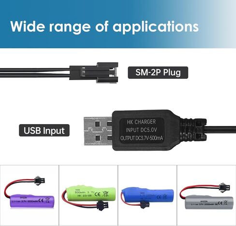 كابل شاحن USB 3.7 فولت مع موصل SM-2P لشاحنات القوارب والسيارات RC 1S بطارية ليثيوم أيون وبطارية ليثيوم بو (عبوتان) in Kuwait