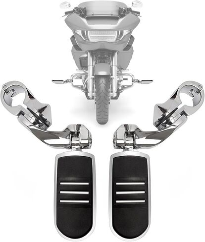 دراجة نارية 1.25 بوصة أوتاد الطريق السريع قابلة للتعديل لـ Harley Davidson Touring Road King Road Glide Street Glide Electra Glide Dyna Sportster Softail 1 1/4 بوصة أوتاد قدم الطريق السريع، كروم in Kuwait