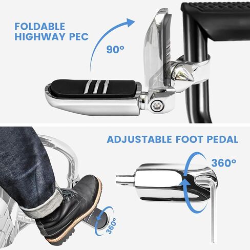 دراجة نارية 1.25 بوصة أوتاد الطريق السريع قابلة للتعديل لـ Harley Davidson Touring Road King Road Glide Street Glide Electra Glide Dyna Sportster Softail 1 1/4 بوصة أوتاد قدم الطريق السريع، كروم in Kuwait