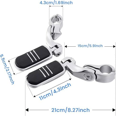 دراجة نارية 1.25 بوصة أوتاد الطريق السريع قابلة للتعديل لـ Harley Davidson Touring Road King Road Glide Street Glide Electra Glide Dyna Sportster Softail 1 1/4 بوصة أوتاد قدم الطريق السريع، كروم in Kuwait