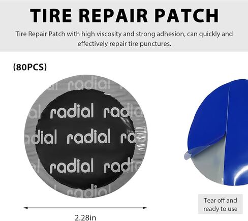 80 PCS Tire Repair Patch, 58mm Round Tubeless Patches Rubber Tyre Puncture Repair Kit, Fast Repair Heavy Duty Cold Patches for Car Truck Bike Motorcycle, Car Accessories in Saudi Arabia