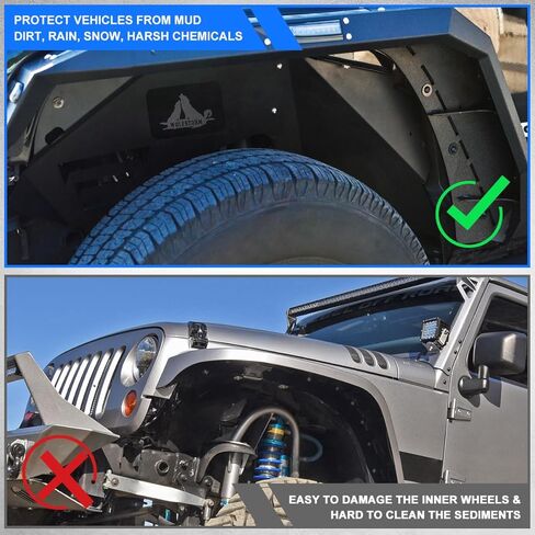 WOLFSTORM Front and Rear Inner Fender Liners Fit For 2007-2018 Jeep Wrangler JK/JKU in Saudi Arabia