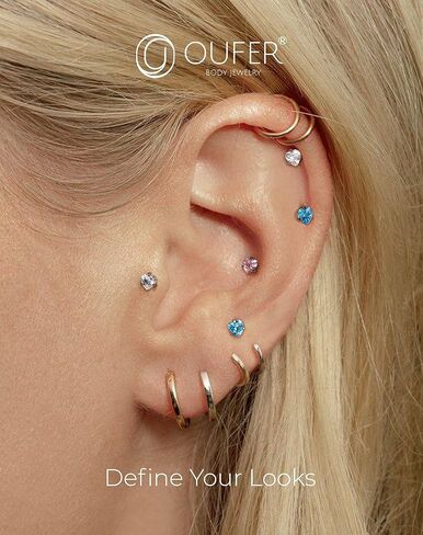 OUFER Lip Rings, G23 Solid Titanium Lip Piercing Jewelry, Opal Internally Threaded Labret Piercing Jewelry, Tragus Helix Cartilage Earrings For Women Men in Saudi Arabia