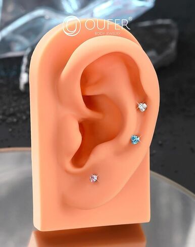 OUFER Lip Rings, G23 Solid Titanium Lip Piercing Jewelry, Opal Internally Threaded Labret Piercing Jewelry, Tragus Helix Cartilage Earrings For Women Men in Saudi Arabia