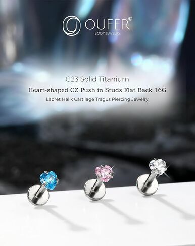 OUFER Lip Rings, G23 Solid Titanium Lip Piercing Jewelry, Opal Internally Threaded Labret Piercing Jewelry, Tragus Helix Cartilage Earrings For Women Men in Saudi Arabia