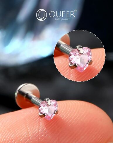 OUFER Lip Rings, G23 Solid Titanium Lip Piercing Jewelry, Opal Internally Threaded Labret Piercing Jewelry, Tragus Helix Cartilage Earrings For Women Men in Saudi Arabia