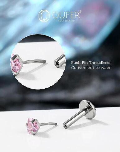 OUFER Lip Rings, G23 Solid Titanium Lip Piercing Jewelry, Opal Internally Threaded Labret Piercing Jewelry, Tragus Helix Cartilage Earrings For Women Men in Saudi Arabia