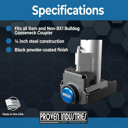 Proven Industries Model GRB-78 Trailer Lock, Fits Ram or Bulldog Gooseneck Trailer Couplers, Made in The USA, (Blue) in Saudi Arabia
