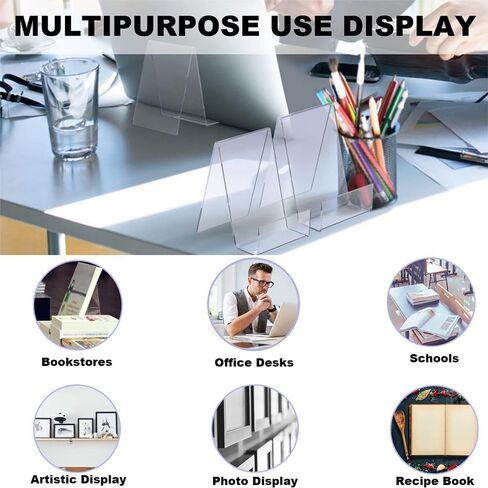 Book Display Rack 6 Pack - Desktop Book Holder for Reading, Postcard, Picture，Magazines - Durable Acrylic Stands for Office, School, Home, Library in Kuwait