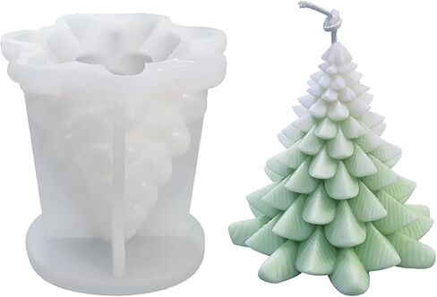 3D Christmas Tree Silicone Mold for Resin Epoxy Casting, DIY Xmas Ornament Candles Wax Soap Baking Plaster Clay Craft Molds, Holiday Festival Decoration Gift Making Supplies in Saudi Arabia