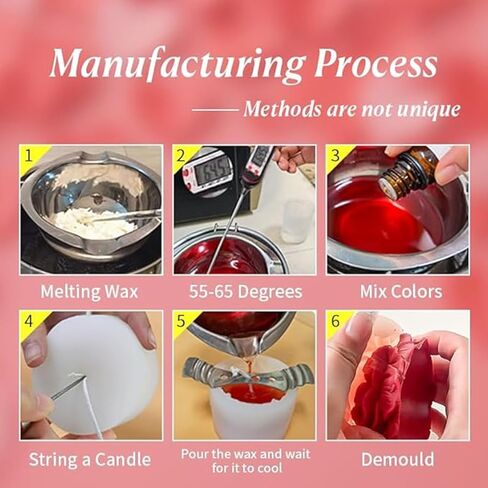 9Pcs Rose Flower Tulip Peony Heart Candle Soap Wax Mold Valentine Day Silicone for Small Butter Candles Chocolate Making Molds Silicones Shapes Moldes De Rosas Silicona para Velas in Saudi Arabia