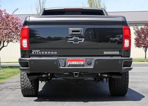 Flowmaster 717988 FlowFX Cat-Back Exhaust Kit 3.5 to 2.5 Inch Dual Side Exit Stainless 4 Inch Black Tips Compatible with 2011-2018 Chevy Silverado GMC Sierra 1500 6.2L 2/4WD all Wheelbases in Saudi Arabia