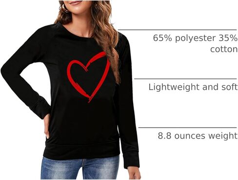 DDSOL Women Valentines Day Shirts Round Neck Long Sleeve Casual Heart T Shirt Hugs and Kisses Rainbow Love Sweatshirt in Kuwait