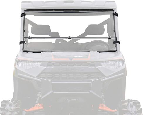 الزجاج الأمامي SuperATV المقاوم للخدش القابل للطي/الطي 2 في 1 لعام 2013+ Polaris Ranger XP 900/2014+ Polaris Ranger XP 900 Crew | بولي كربونات بسمك 1/4 بوصة أقوى 250 مرة من الزجاج | صنع في الولايات المتحدة الأمريكية in Saudi Arabia