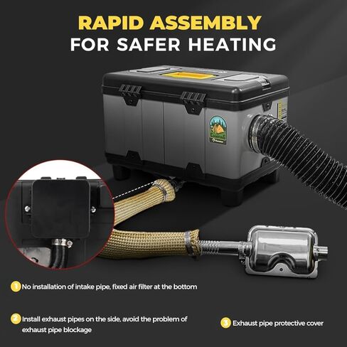 سخان الهواء الديزل واي فاي التطبيق الذكي، 8KW 12V / 24V / 110V سخان وقوف السيارات TOOLBOX مع لوحة LCD، بدء التشغيل التلقائي، التهوية، الطاقة المنخفضة، سخانات الهضبة التكيفية 5500 متر للسيارة RV Camper Tent Home in Kuwait