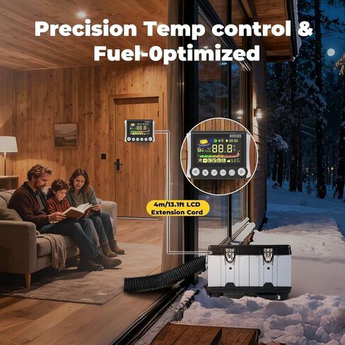 Diesel Air Heater Wifi Smart App, 8KW 12V/24V/110V TOOLBOX Parking Heater with LCD Panel, Auto Start- Stop, Ventilation, Low Energy, 5500m Adaptive Plateau Heaters For Car RV Camper Tent Home in Kuwait