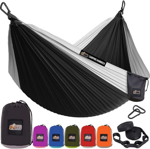 Gorilla Grip Lightweight Camping Hammock Holds 400lbs, Heavy Duty Tree Friendly Straps, Easy to Use, Portable Comfortable Travel Swing Hammocks, Outdoor Tent Camp Essentials, Green, 10x6.5 FT in Saudi Arabia