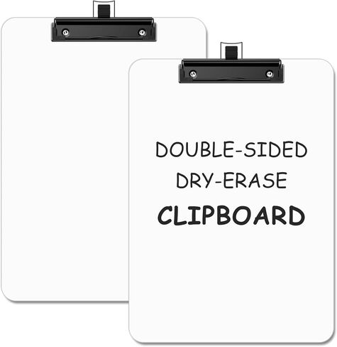 2 Pack Dry Erase Wood Clipboard with Pen Holder, 9 x 12.5'' Double-Sided White Board for Classroom, Kid, Hardboard Clip Board 8.5x11'' with Low Profile Black Clip, Office & School Supply in Kuwait