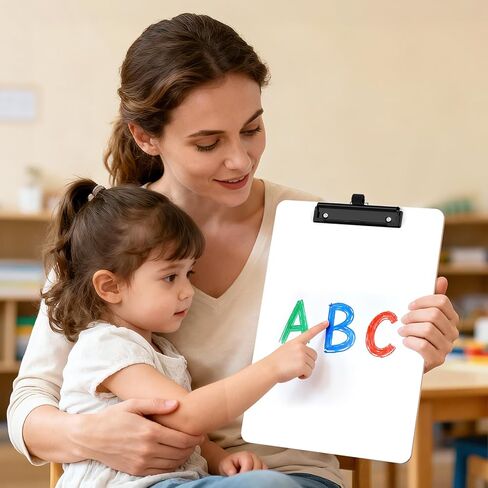 2 Pack Dry Erase Wood Clipboard with Pen Holder, 9 x 12.5'' Double-Sided White Board for Classroom, Kid, Hardboard Clip Board 8.5x11'' with Low Profile Black Clip, Office & School Supply in Kuwait