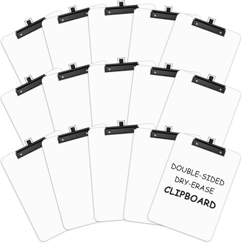 2 Pack Dry Erase Wood Clipboard with Pen Holder, 9 x 12.5'' Double-Sided White Board for Classroom, Kid, Hardboard Clip Board 8.5x11'' with Low Profile Black Clip, Office & School Supply in Kuwait