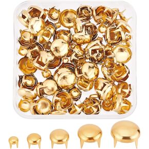 GORGECRAFT 5 Sizes 200Pcs Claw Rivet Nailheads Spots Stud Round Dome Studs Metal Mushroom Head Spike Prong Nail for DIY Leather Craft Fabric Clothes Denim Stylish Assorted Photo Repair(Sliver)