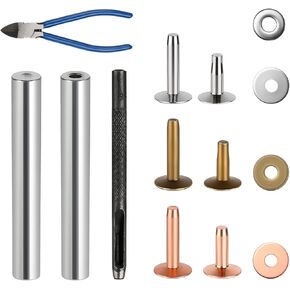 24 مجموعة من المسامير الجلدية، مسامير نحاسية مع أداة، القطر الداخلي 4 مم 3 ألوان 2 ارتفاعات، مسامير جلدية وغسالات نتوءات مع مجموعات أدوات التثبيت للحرف اليدوية الجلدية والأحزمة والمحافظ in Kuwait