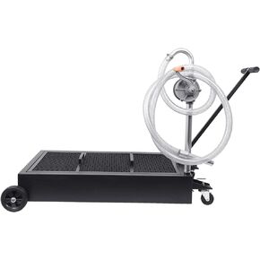 MERXENG 20 Gallon Oil Drain Pan, Oil Drain Tank Foldable 76L Low Profile Oil Drain Pan, Large Capacity Oil Change Pan, with Pump, Hose, Swivel Casters Wheels Black