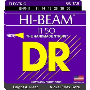 DR Strings Electric Guitar Strings, Hi-Beam, Hex Core 11-50