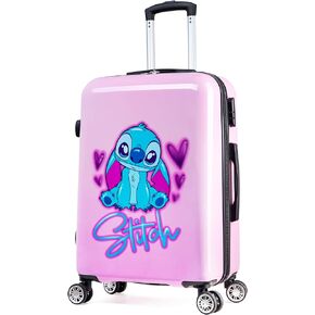 Disney Stitch Suitcase Set or Individual, Hard Shell Suitcase with Wheels 28L, 50L or 91L, 4 Wheels (Navy Stitch Small)