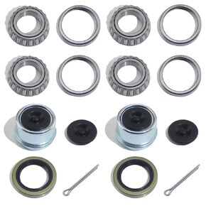 LUXTRKSTO 2Sets L44643 / L44610 Trailer Hub Bearings Kit for 1'' Straight Axle, Trailer Spindle Bearing Kits with 12192TB Grease Seals, 1.98'' Dust Caps & Cotter Pin for 2000-2200 lbs Trailer Spindles