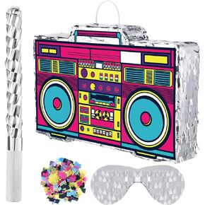Fire Truck Pinata Bundle with a Blindfold, Bat and Confetti, Firetruck Birthday Party Decorations Fire Truck Birthday Party Supplies Firefighter Party Favors, 16.93 x 10.43 x 2.95 Inch