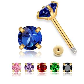 Small CZ Stud Flatback Earrings for Women,Dainty Flat Screw Back Cartilage Earring Stud,Helix Conch Tragus Piercing Jewelry,Tiny Cubic Zirconia Studs Hypoallergenic (3mm Gold, Purple CZ)