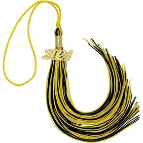2024 Tassel Graduation Black and Gold Graduation Tassel 2024 with Date Charm (Mixed Black and Gold)