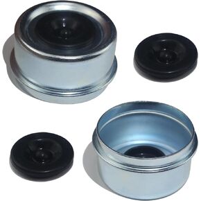 LUXTRKSTO 2PCS 2.44" Trailer Hub Dsut Cap,Trailer Axle Wheel Bearing Dust Cap Cup Grease Cover with 2 Rubber Plugs,Hub Dust Caps for Most 5200 to 6000 Pound Axles Dexter EZ Lube Trailer Camper RV